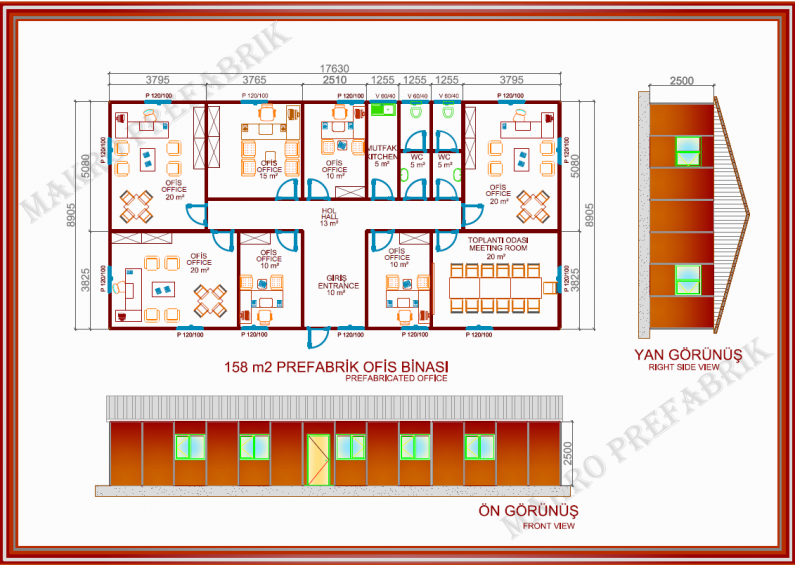 158 m²