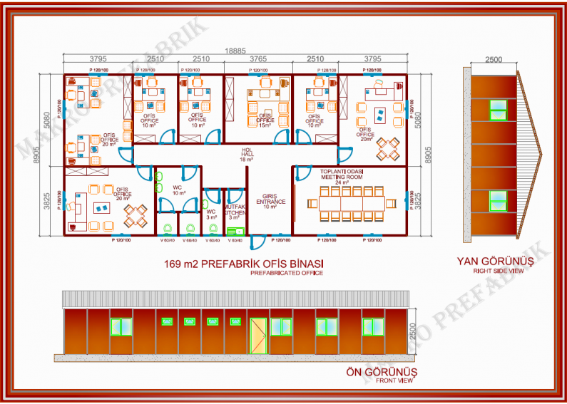 169 m²