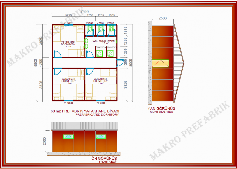 68 m²